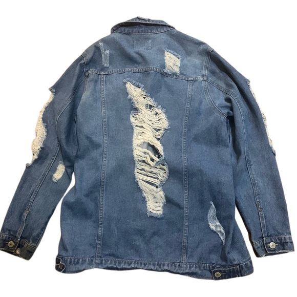 distressed jean jacket - Picture 2 of 4